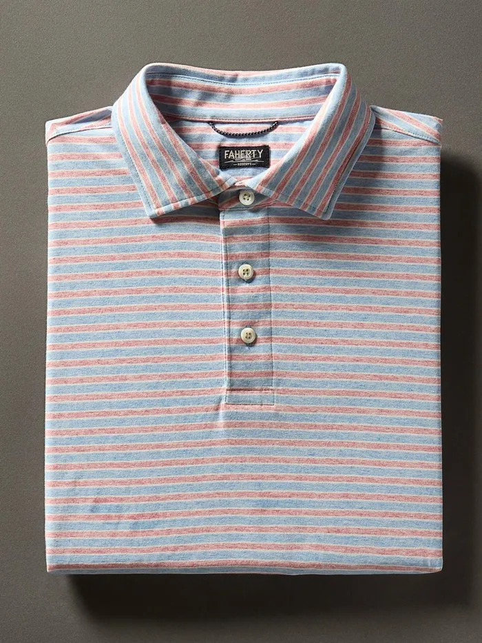 Men Polo Shirts Faherty Movement ShortSleeve Polo Shirt Horizon Line Stripe
