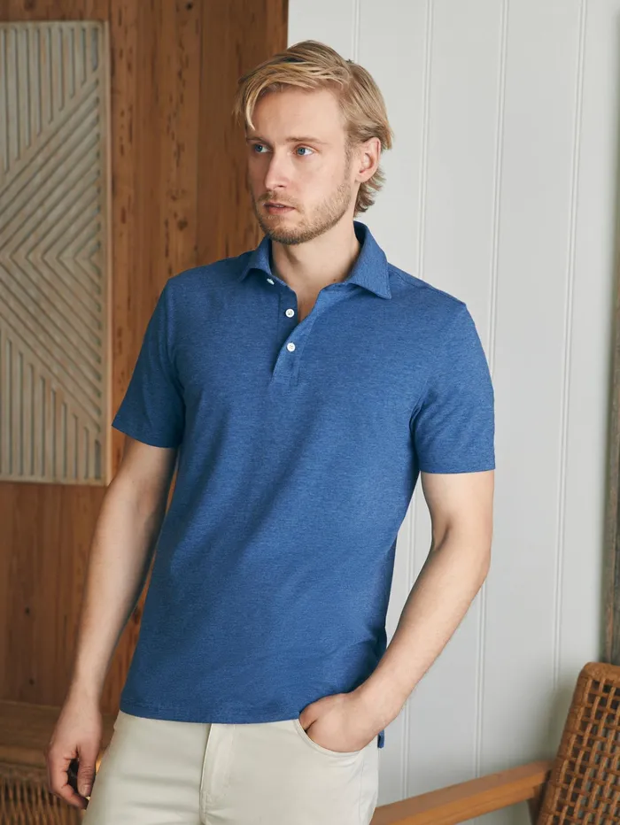 Men Polo Shirts Faherty Movement ShortSleeve Polo Shirt Sea Navy Heather