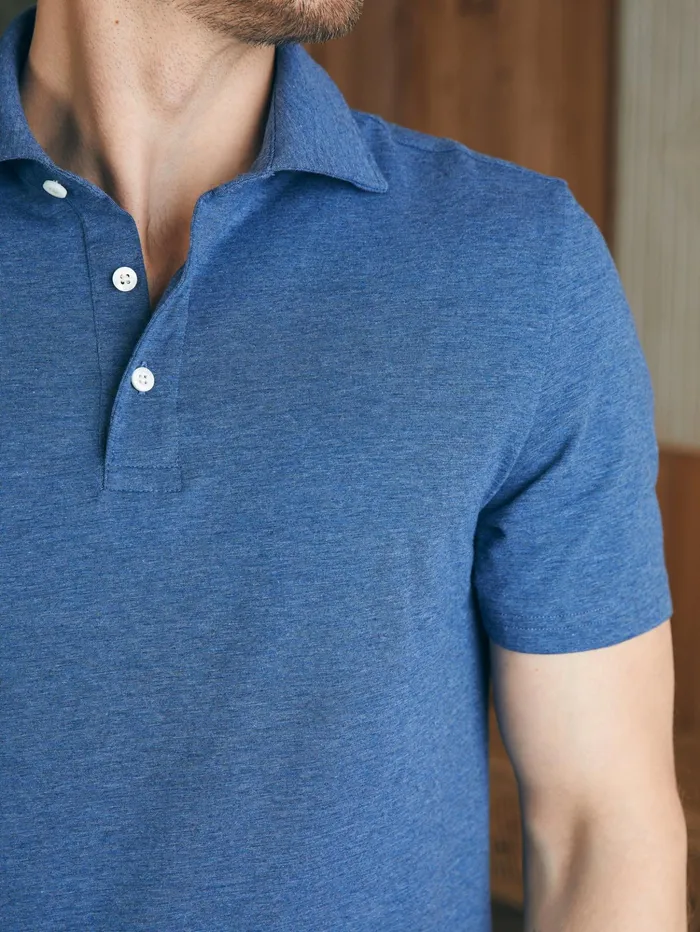 Men Polo Shirts Faherty Movement ShortSleeve Polo Shirt Sea Navy Heather