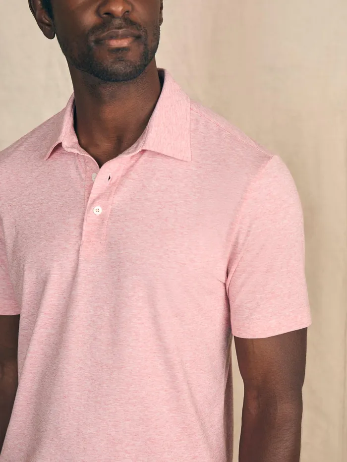 Men Polo Shirts Faherty Movement ShortSleeve Polo Shirt Sunbeam Heather