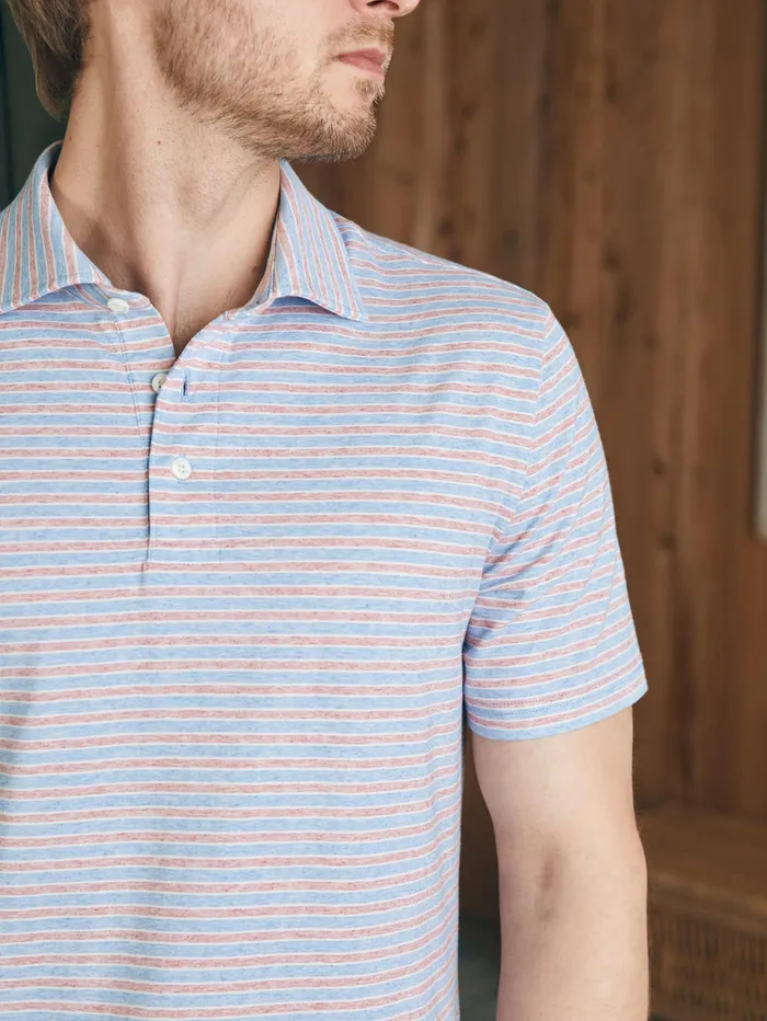 Men Polo Shirts Faherty Movement ShortSleeve Polo Shirt Tall Horizon Line Stripe Men Polo Shirts Faherty Movement ShortSleeve Polo Shirt Tall Horizon Line Stripe