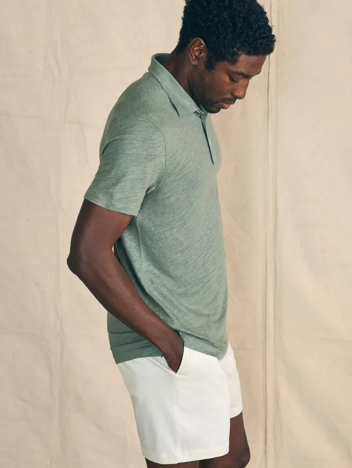 Men Polo Shirts Faherty ShortSleeve Linen Polo Desert Olive