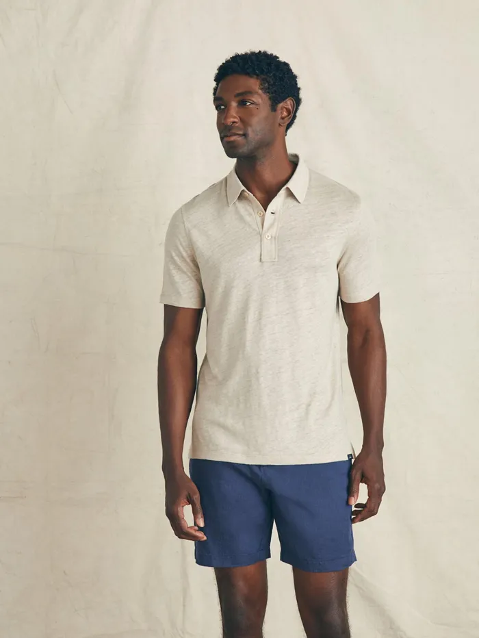 Men Polo Shirts Faherty ShortSleeve Linen Polo Natural