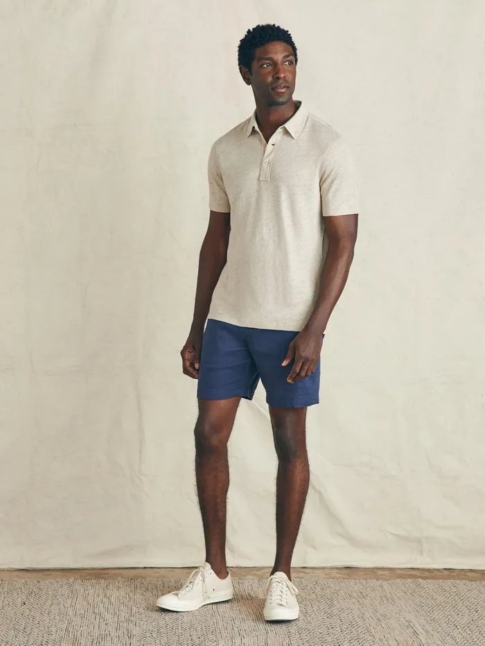Men Polo Shirts Faherty ShortSleeve Linen Polo Natural