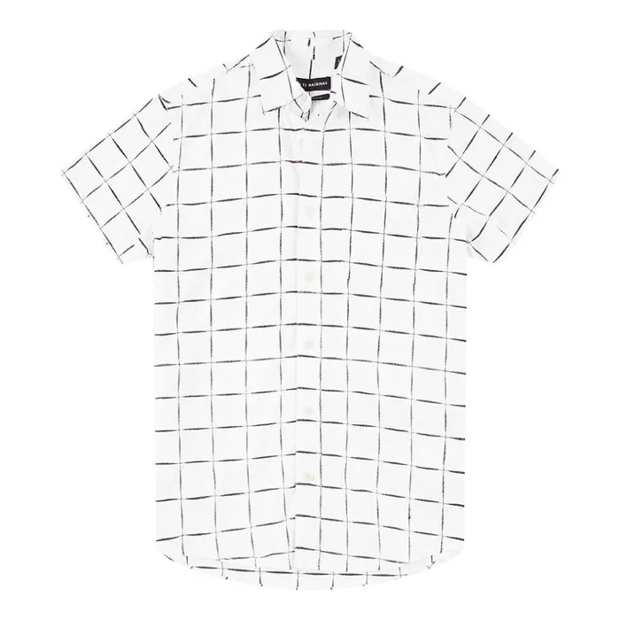 Men Ralph Dobby Check Shirt 8211 WhiteBlack Deus Ex Machina Shirts