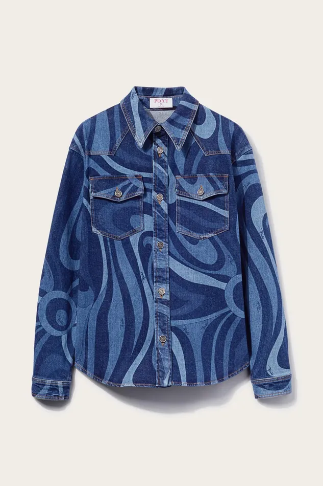 Men Ready To Wear PUCCI MarmoPrint Denim Shirt