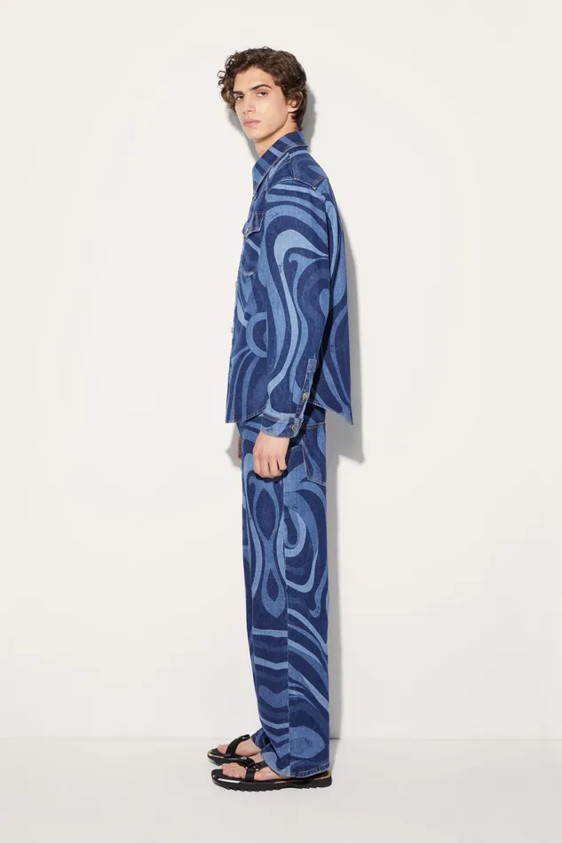 Men Ready To Wear PUCCI MarmoPrint Denim Shirt