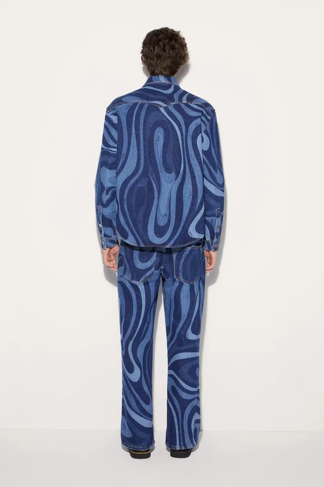 Men Ready To Wear PUCCI MarmoPrint Denim Shirt