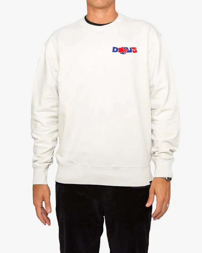 Men Sazzi Quattro Crew 8211 Dirty White Deus Ex Machina HoodiesFleece