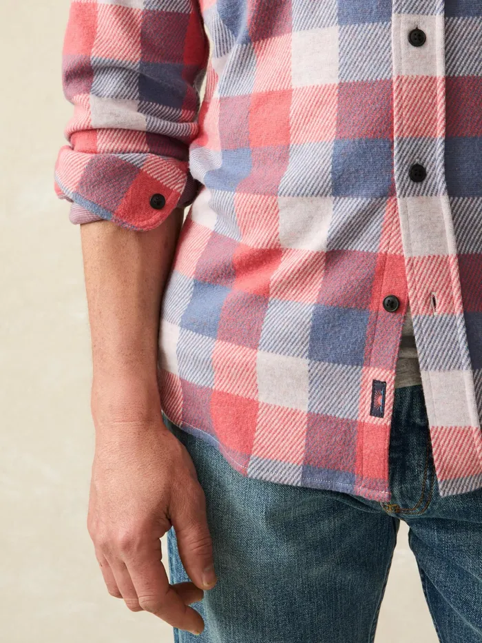 Men Shirts Faherty Legend Sweater Shirt Cherry Blue Buffalo