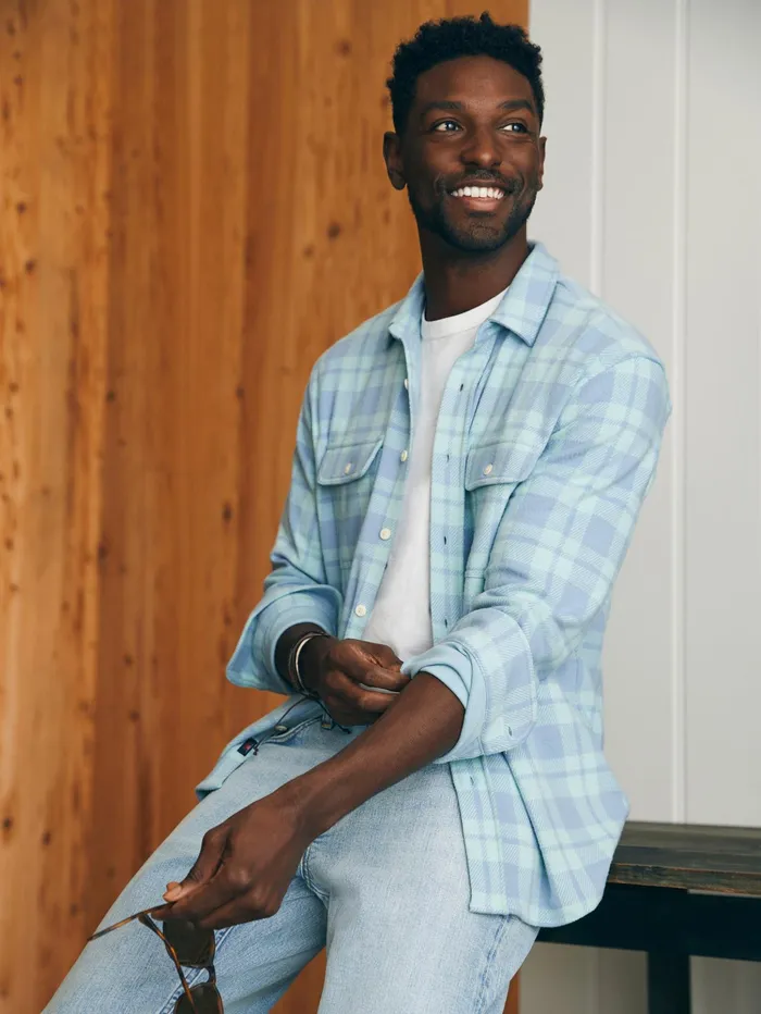 Men Shirts Faherty Legend Sweater Shirt Clearwater Coast Plaid