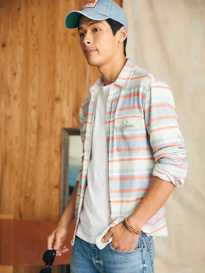 Men Shirts Faherty Legend Sweater Shirt Coral Reef Stripe