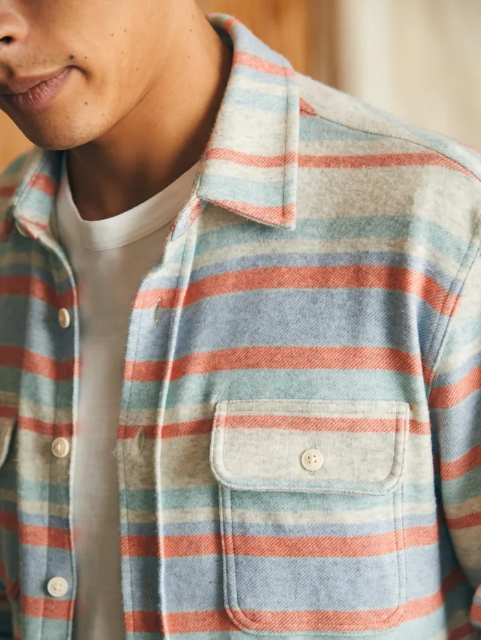Men Shirts Faherty Legend Sweater Shirt Coral Reef Stripe Men Shirts Faherty Legend Sweater Shirt Coral Reef Stripe