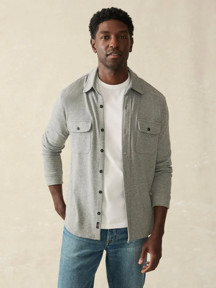 Men Shirts Faherty Legend Sweater Shirt Fossil Grey Twill