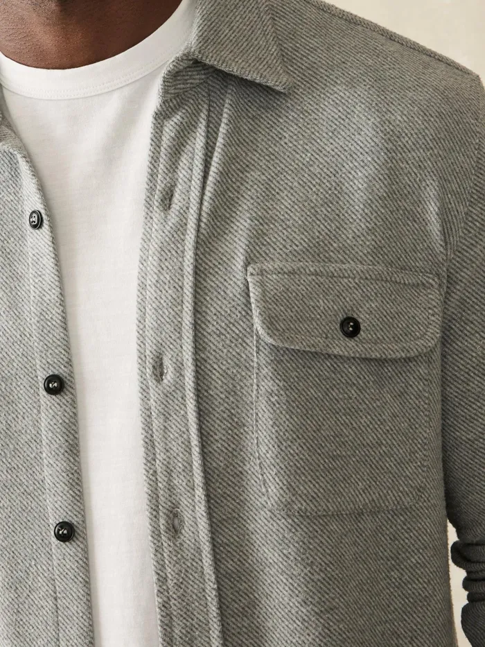 Men Shirts Faherty Legend Sweater Shirt Fossil Grey Twill