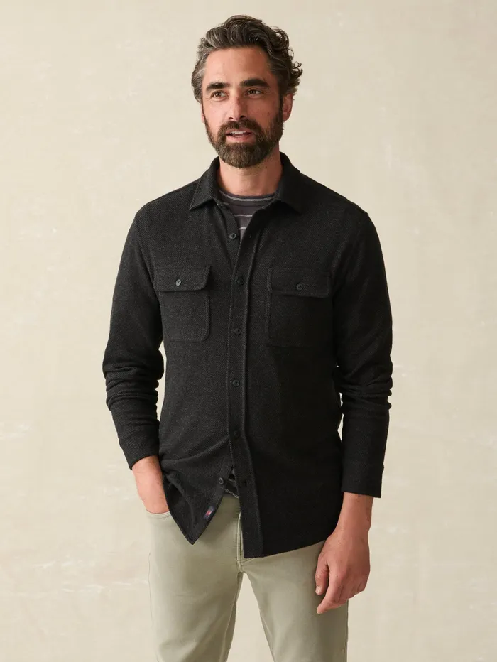 Men Shirts Faherty Legend Sweater Shirt Heathered Black Twill