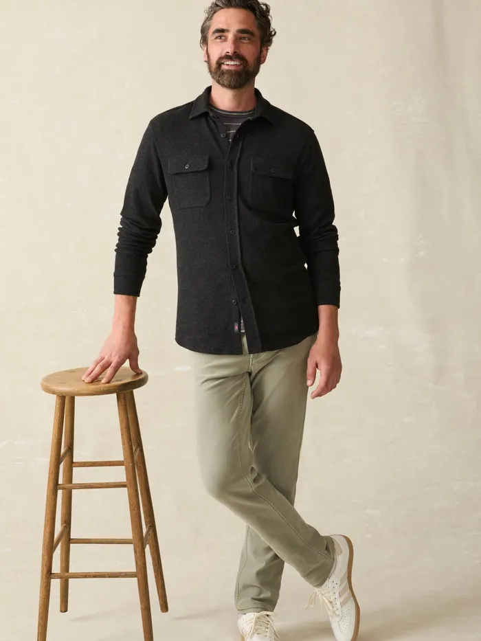 Men Shirts Faherty Legend Sweater Shirt Heathered Black Twill