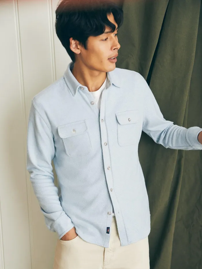 Men Shirts Faherty Legend Sweater Shirt Ice Blue Twill