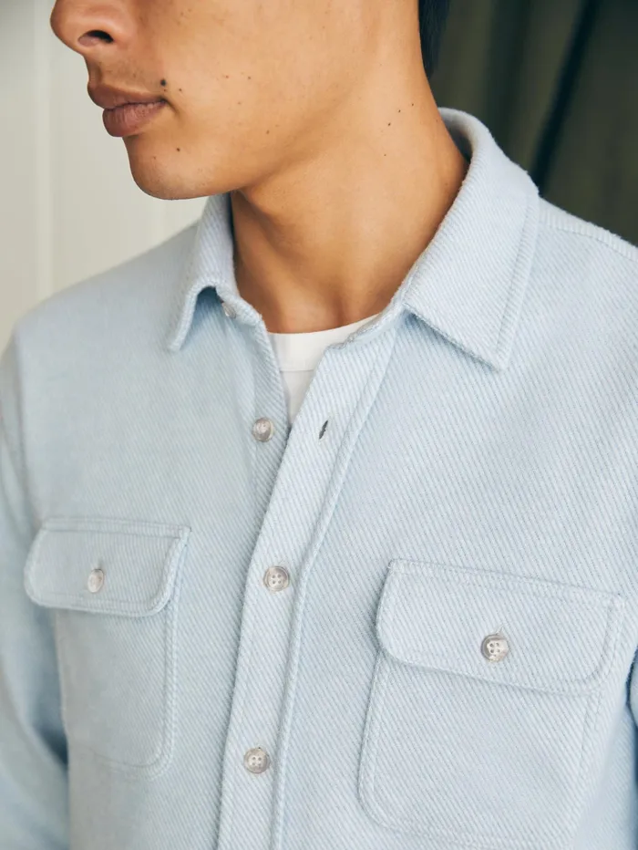 Men Shirts Faherty Legend Sweater Shirt Ice Blue Twill