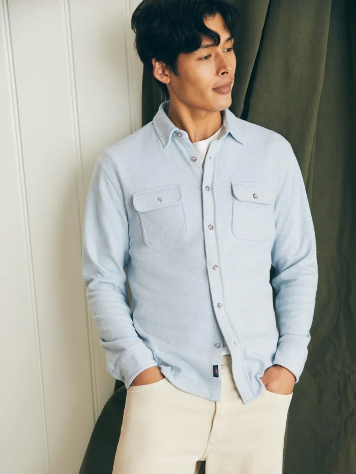 Men Shirts Faherty Legend Sweater Shirt Ice Blue Twill
