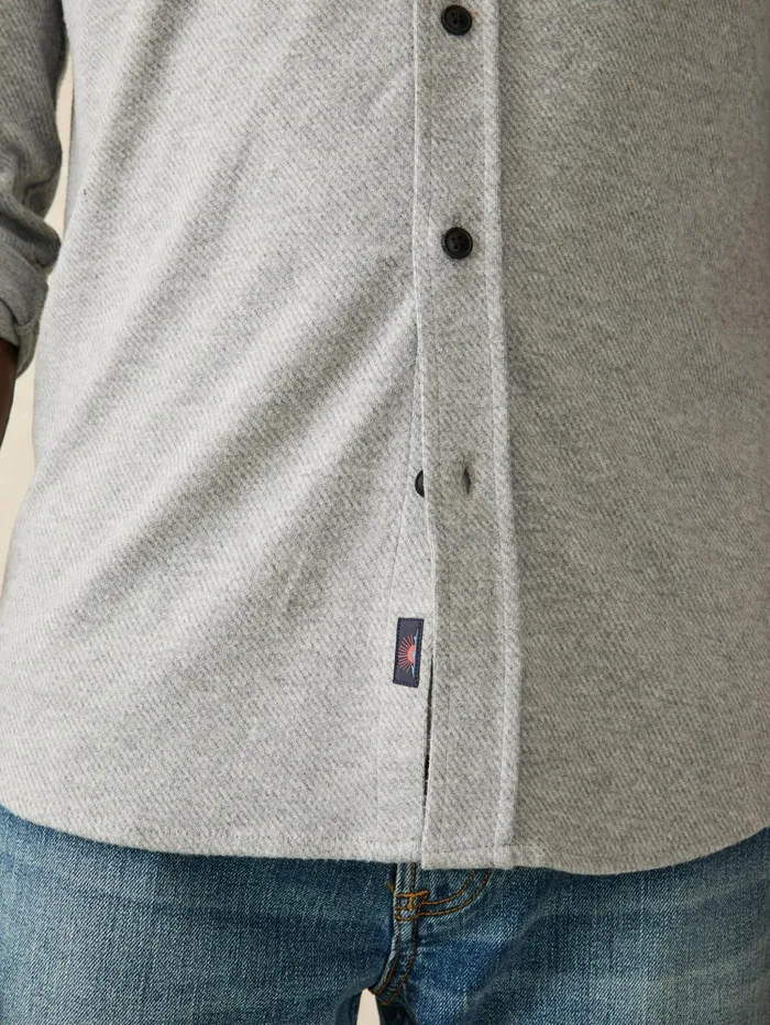 Men Shirts Faherty Legend Sweater Shirt Single Pocket Fossil Grey Twill