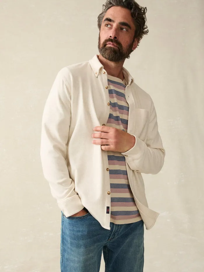 Men Shirts Faherty Legend Sweater Shirt Single Pocket Off White