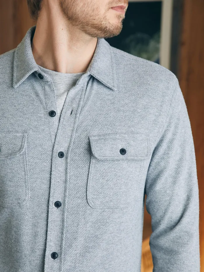 Men Shirts Faherty Legend Sweater Shirt Tall Fossil Grey Twill