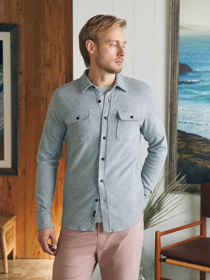Men Shirts Faherty Legend Sweater Shirt Tall Fossil Grey Twill