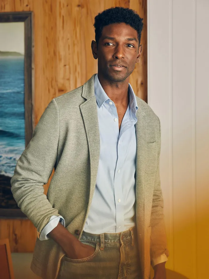 Men Shirts Faherty Movement Dress Shirt Atlantic Sky
