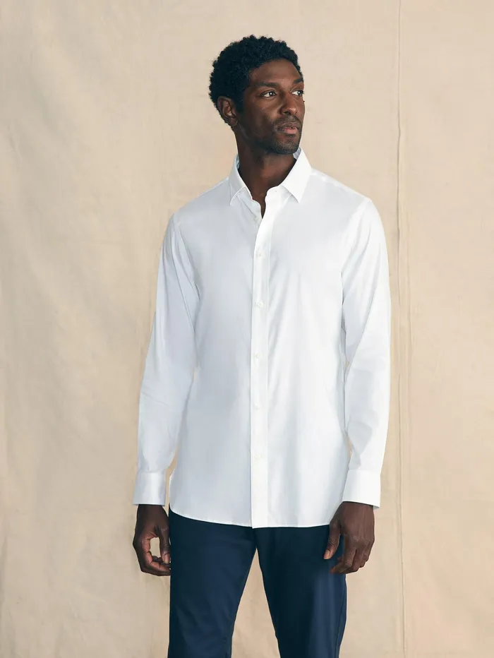 Men Shirts Faherty Movement Dress Shirt Cloud White
