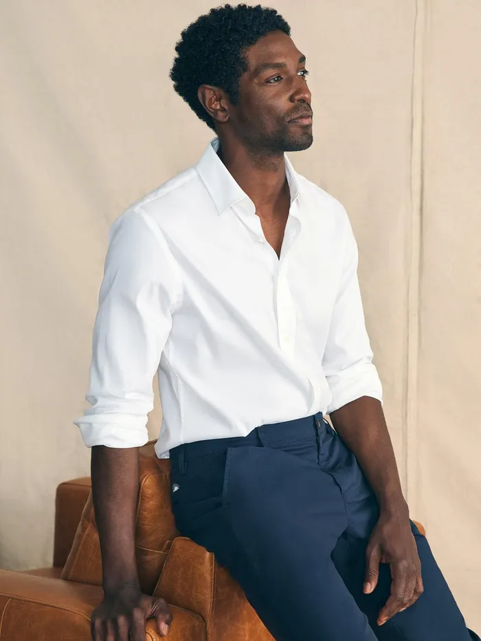 Men Shirts Faherty Movement Dress Shirt Tall Cloud White