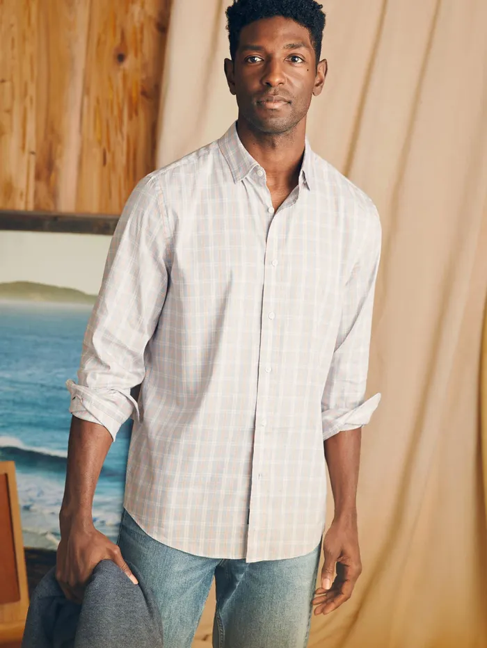 Men Shirts Faherty Movement Shirt Blue Coral Plaid