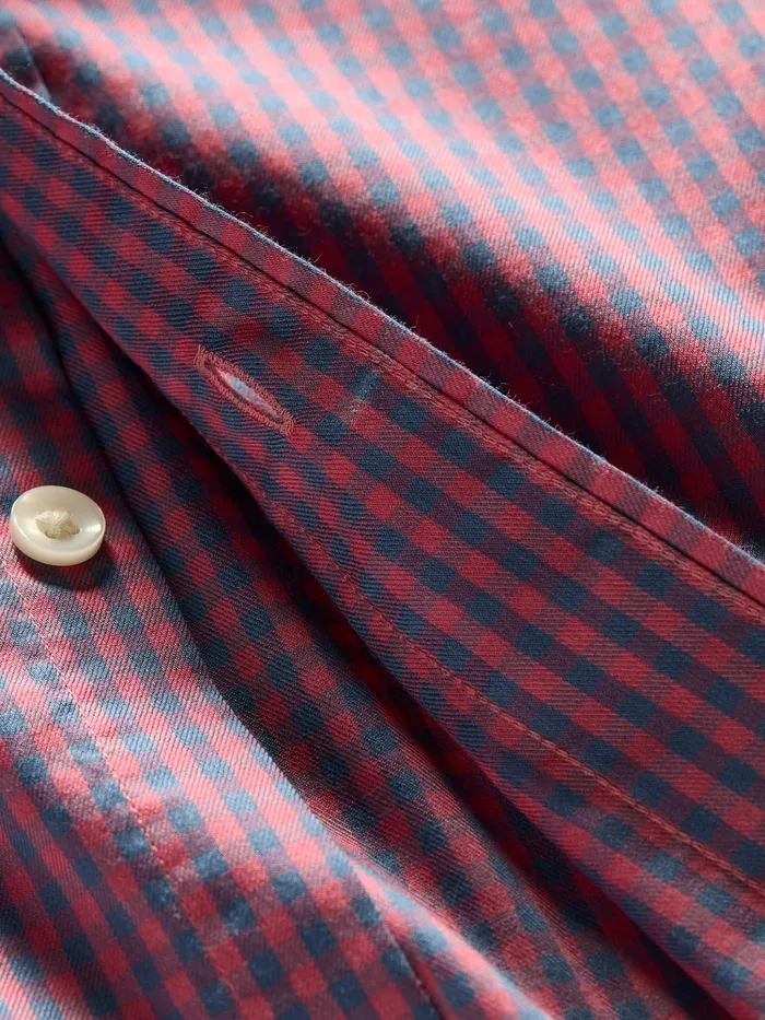 Men Shirts Faherty Movement Shirt Classic Fit Blue Rose Gingham
