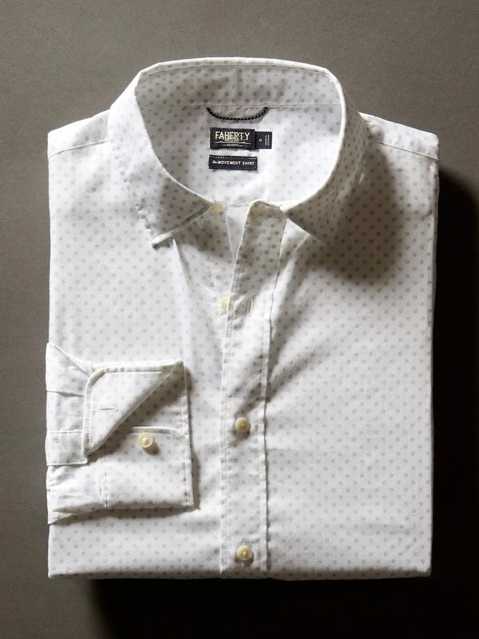 Men Shirts Faherty Movement Shirt Classic Fit Mist Sunburst