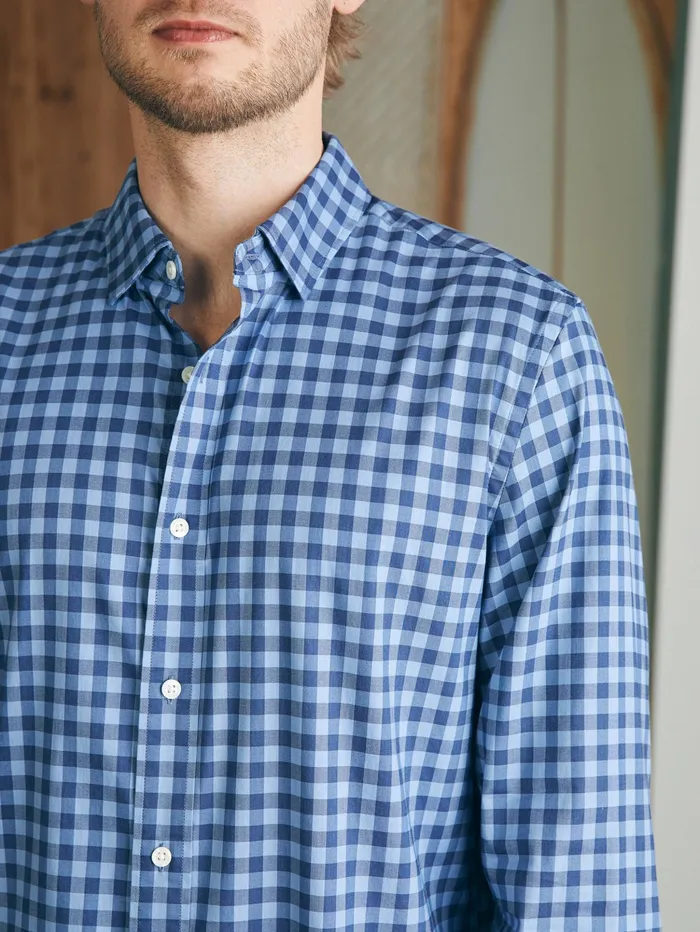 Men Shirts Faherty Movement Shirt Classic Fit Navy Skies Check
