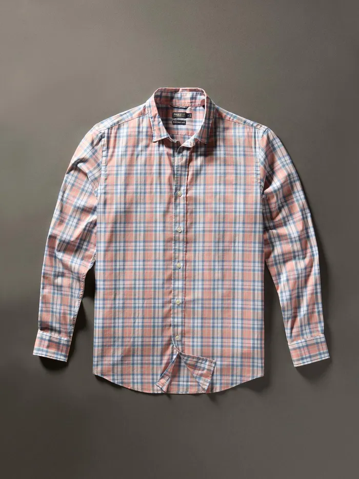 Men Shirts Faherty Movement Shirt Classic Fit Ocean Coral Plaid