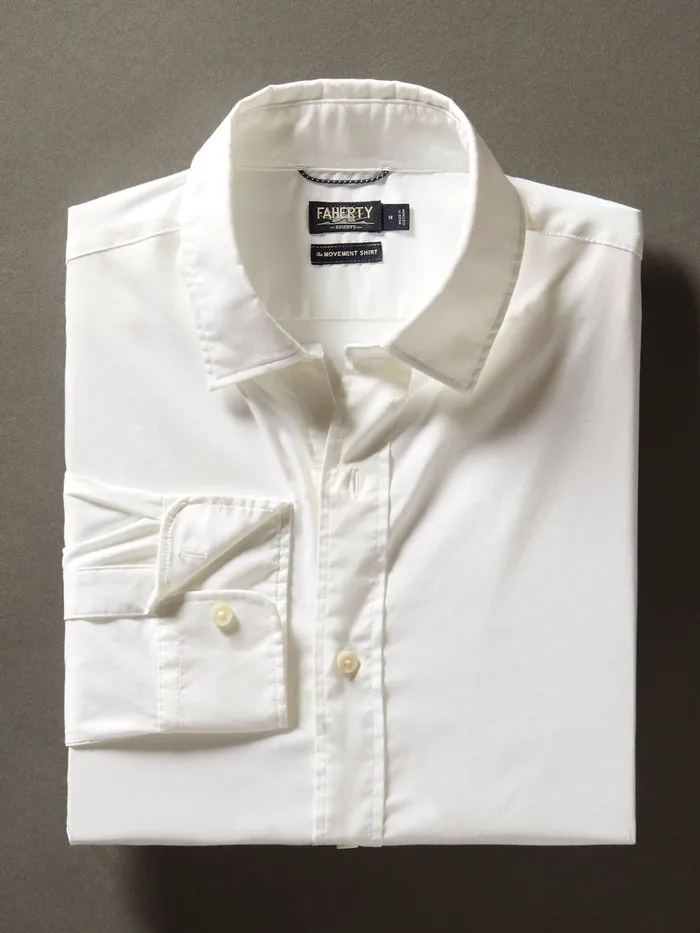 Men Shirts Faherty Movement Shirt Cloud White