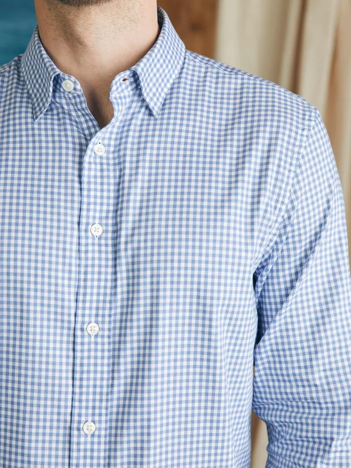 Men Shirts Faherty Movement Shirt Tall Light Blue Gingham
