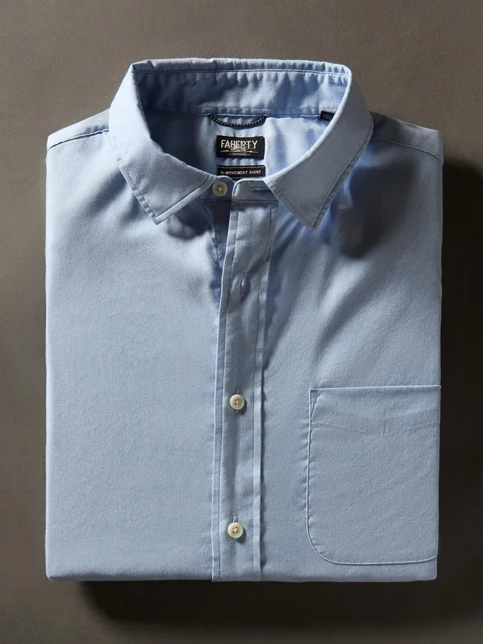 Men Shirts Faherty Movement ShortSleeve Shirt Atlantic Sky