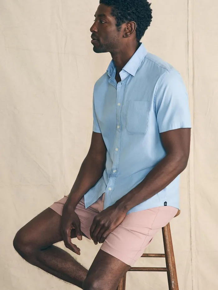 Men Shirts Faherty Movement ShortSleeve Shirt Atlantic Sky