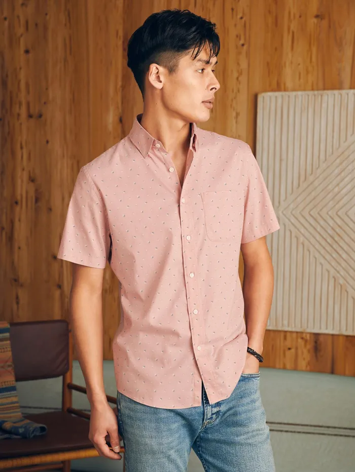 Men Shirts Faherty Movement ShortSleeve Shirt Prairie Floral