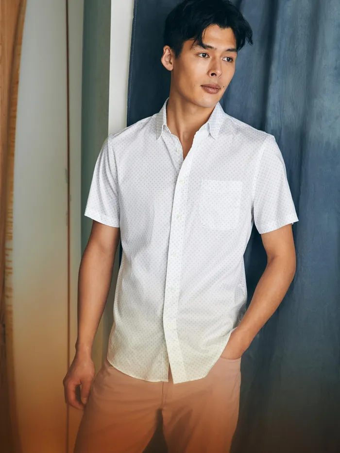 Men Shirts Faherty Movement ShortSleeve Shirt Tall Mist Sunburst