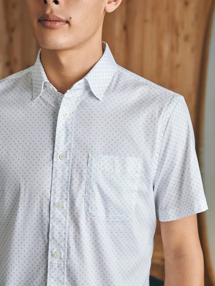 Men Shirts Faherty Movement ShortSleeve Shirt Tall Mist Sunburst