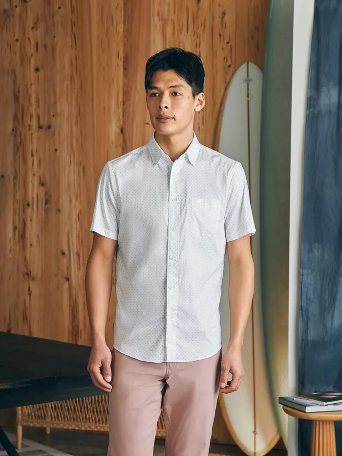 Men Shirts Faherty Movement ShortSleeve Shirt Tall Mist Sunburst
