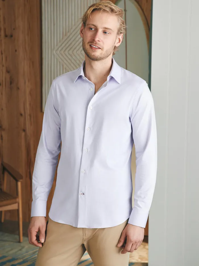 Men Shirts Faherty Reserve Knit Shirt Soft Lavender Melange