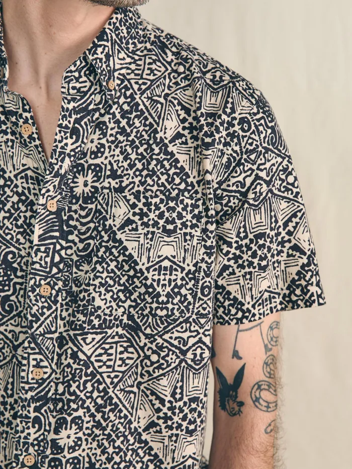 Men Shirts Faherty ShortSleeve Breeze Shirt Black Kaula