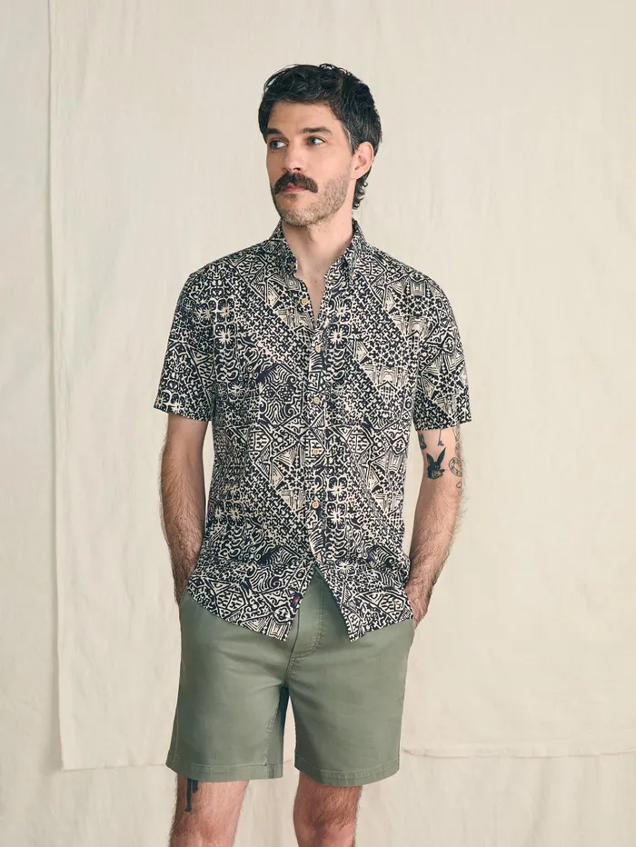 Men Shirts Faherty ShortSleeve Breeze Shirt Black Kaula