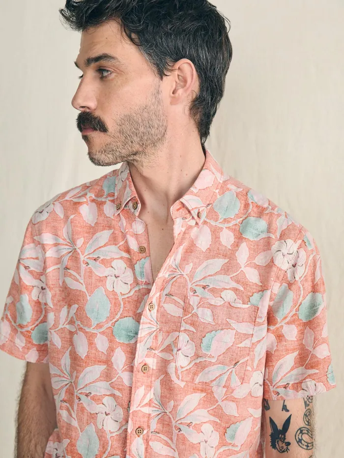 Men Shirts Faherty ShortSleeve Breeze Shirt Ginger Floral
