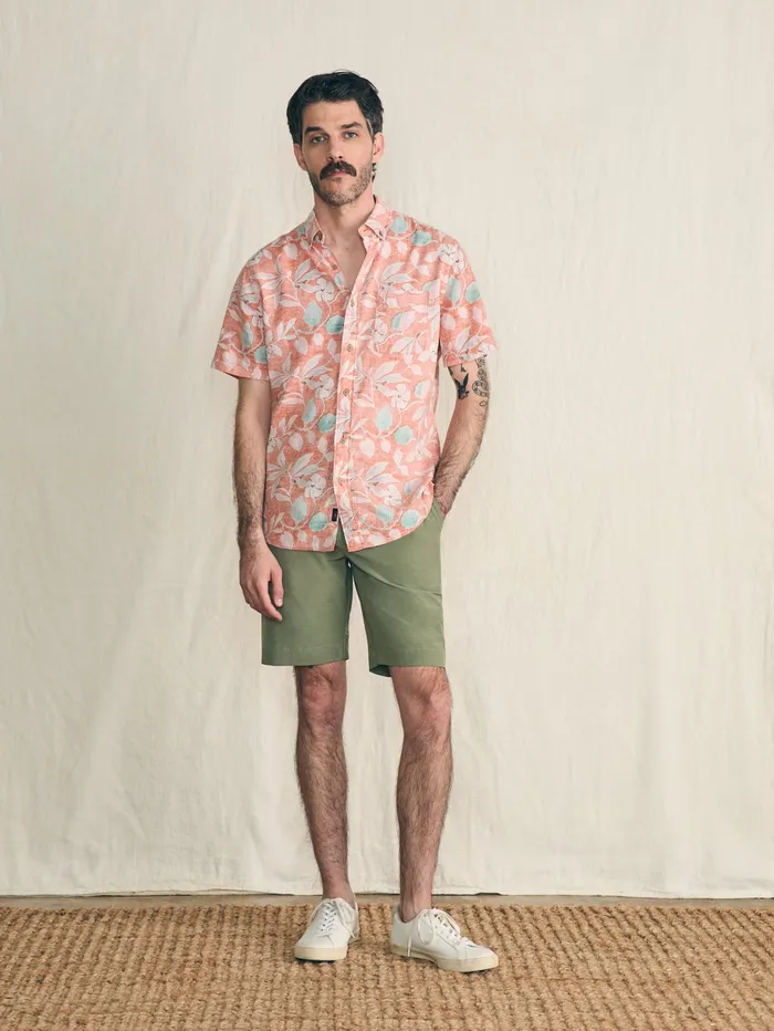 Men Shirts Faherty ShortSleeve Breeze Shirt Ginger Floral
