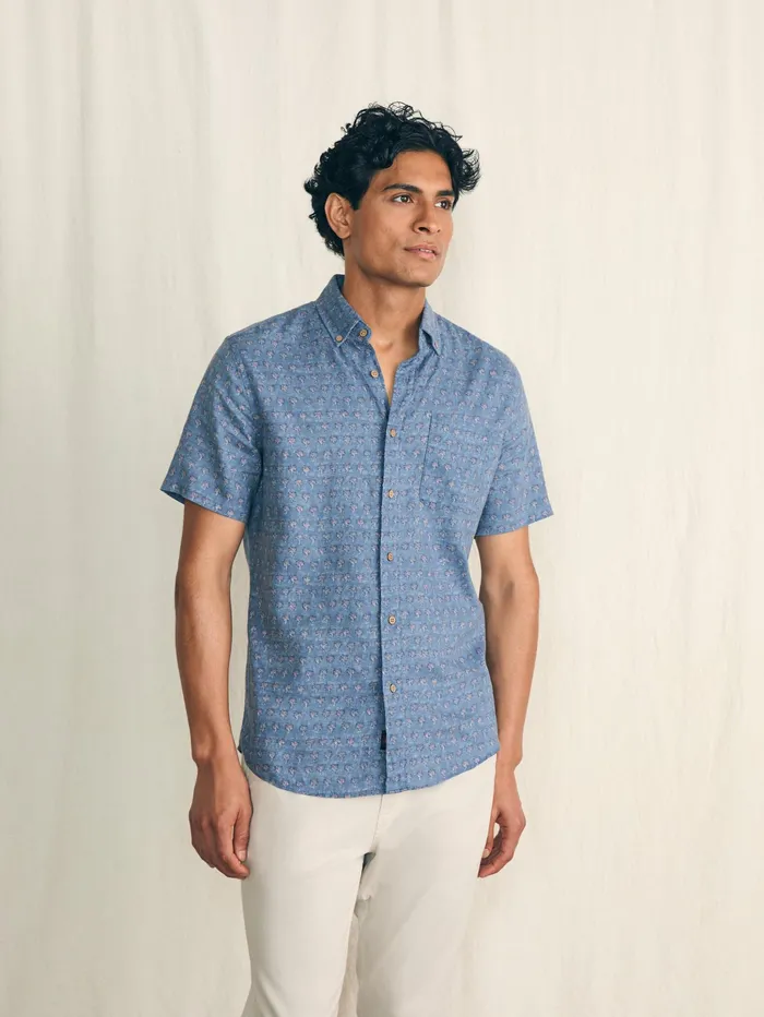 Men Shirts Faherty ShortSleeve Breeze Shirt Paradise Palm